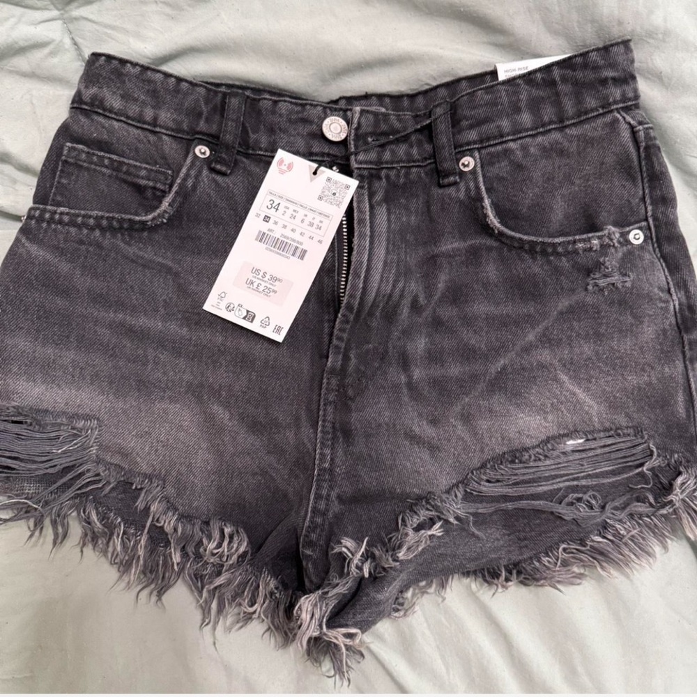 Zara black denim shorts